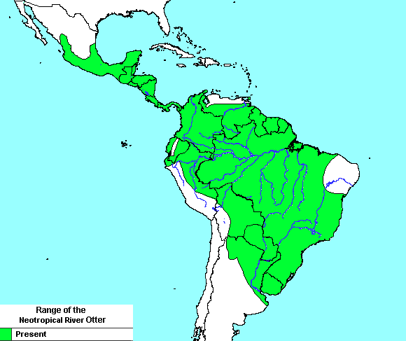 Distribution of Lontra longicaudis Distribution of Lontra longicaudis